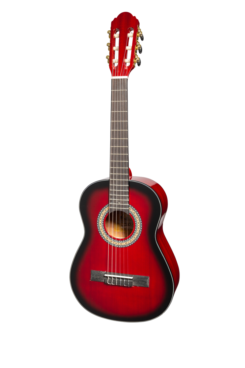MP-34GT-TWR-Martinez G-Series 3/4 Size Student Classical Guitar Pack with Built In Tuner (Trans Wine Red-Gloss)-Living Music