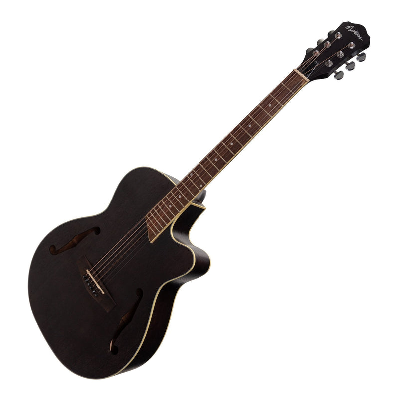 MJH-3CP-BLK-Martinez Jazz Hybrid Acoustic-Electric Small Body Cutaway Guitar (Black)-Living Music