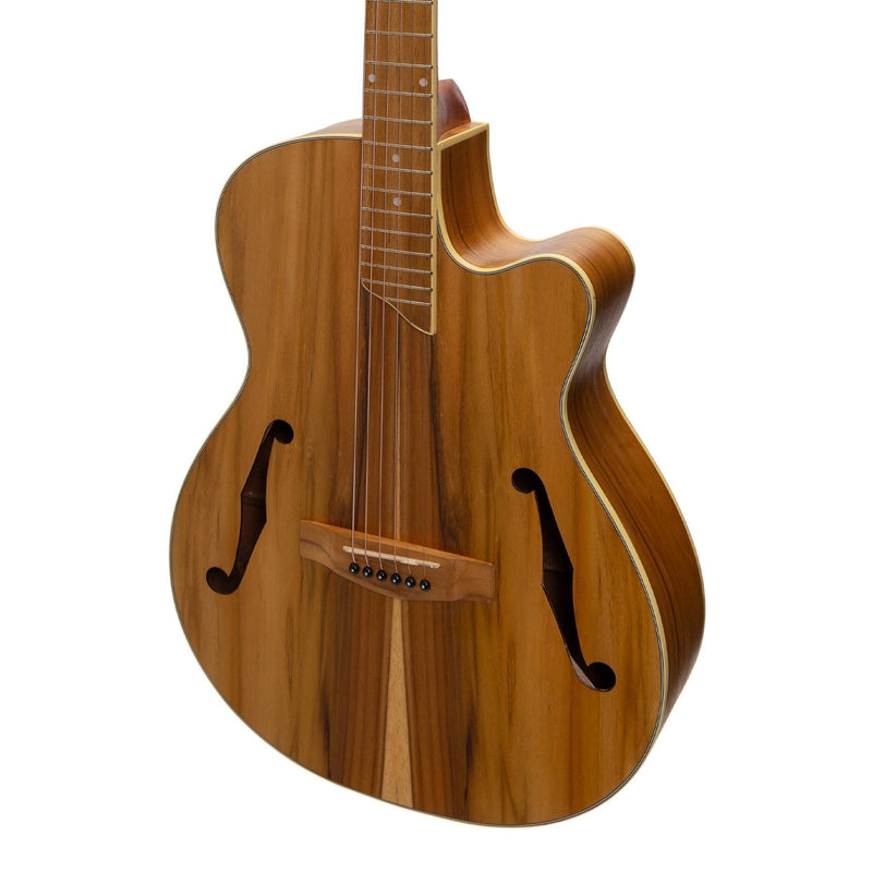 MJH-3CP-JTK-Martinez Jazz Hybrid Acoustic-Electric Small Body Cutaway Guitar (Jati-Teakood)-Living Music