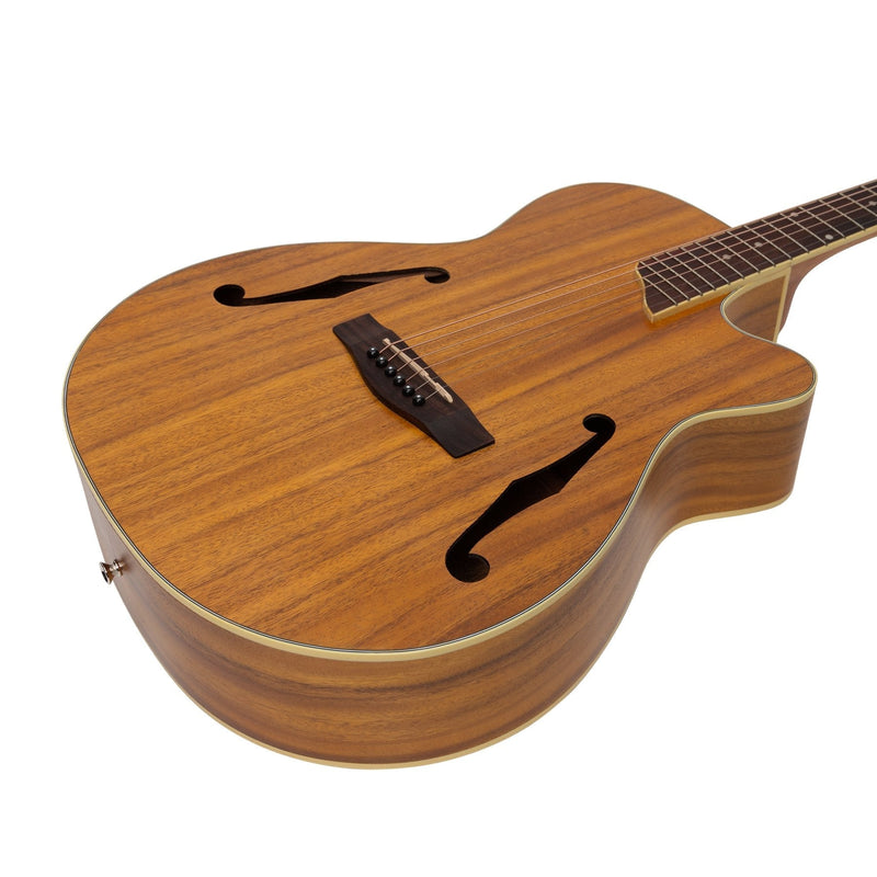 MJH-3C-KOA-Martinez Jazz Hybrid Acoustic Small Body Cutaway Guitar (Koa)-Living Music