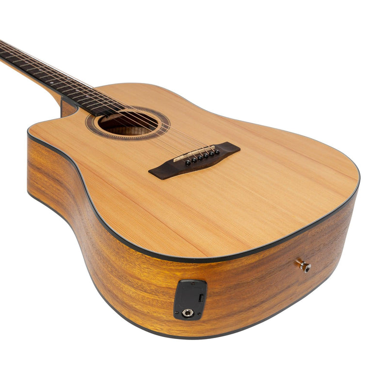 MP-D4L-SK-Martinez Left Hand '41 Series' Dreadnought Cutaway Acoustic-Electric Guitar Pack (Spruce/Koa)-Living Music