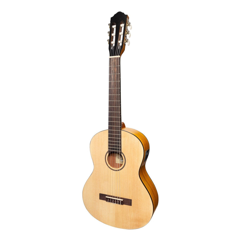 -Martinez Left Handed 3/4 Size Student Classical Guitar Pack with Built In Tuner (Spruce/Koa)-Living Music