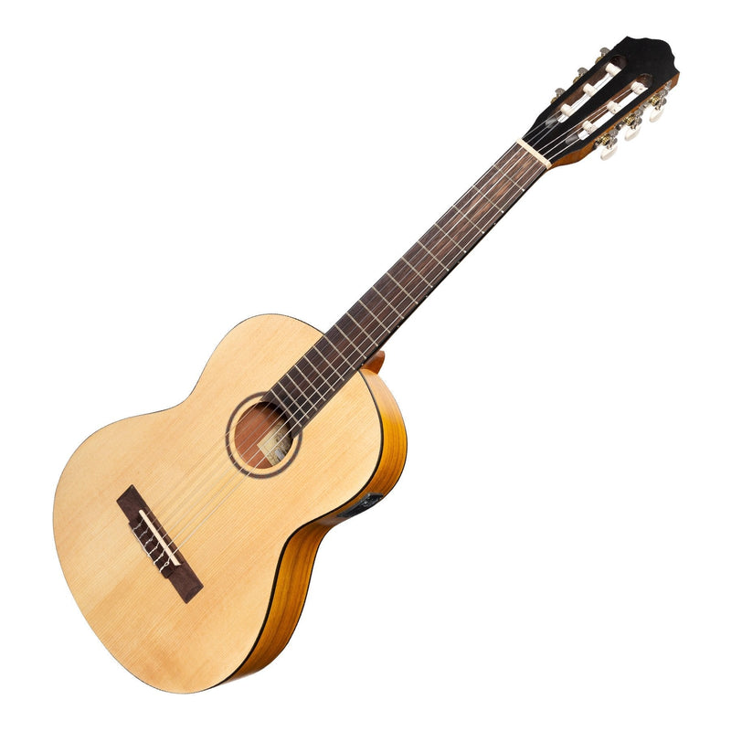 -Martinez Left Handed 3/4 Size Student Classical Guitar Pack with Built In Tuner (Spruce/Koa)-Living Music