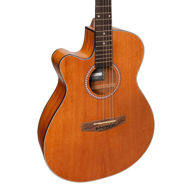 MP-F4L-MAH-Martinez Left-Handed '41 Series' Folk Size Cutaway Acoustic-Electric Guitar Pack (Mahogany)-Living Music