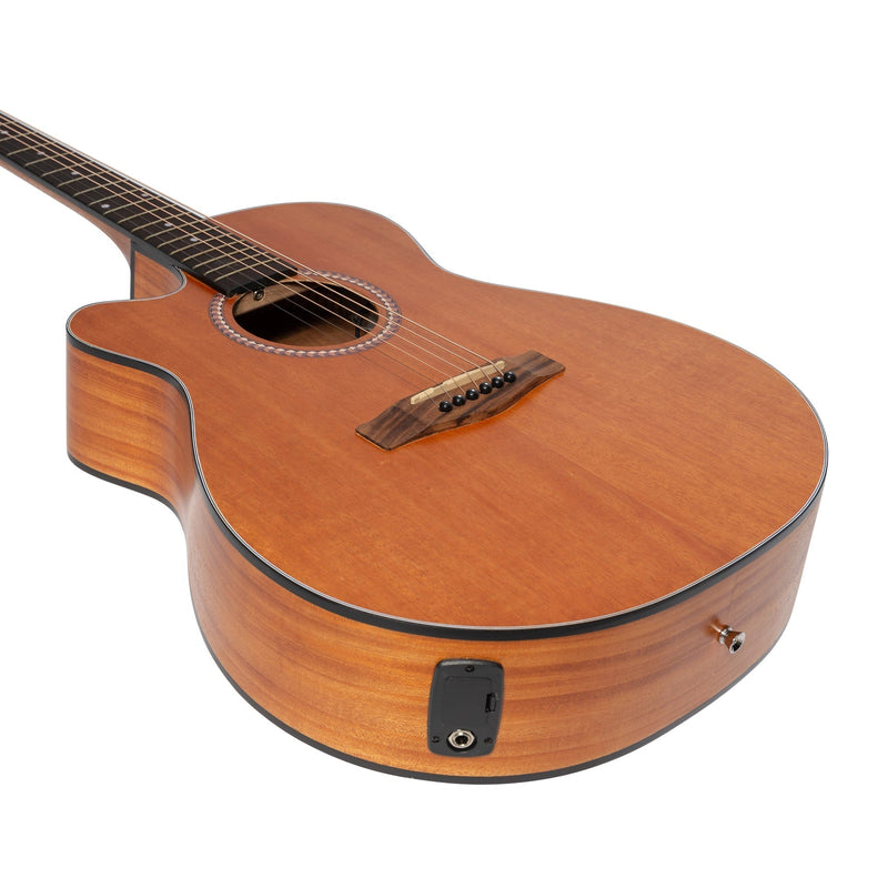 MP-F4L-MAH-Martinez Left-Handed '41 Series' Folk Size Cutaway Acoustic-Electric Guitar Pack (Mahogany)-Living Music