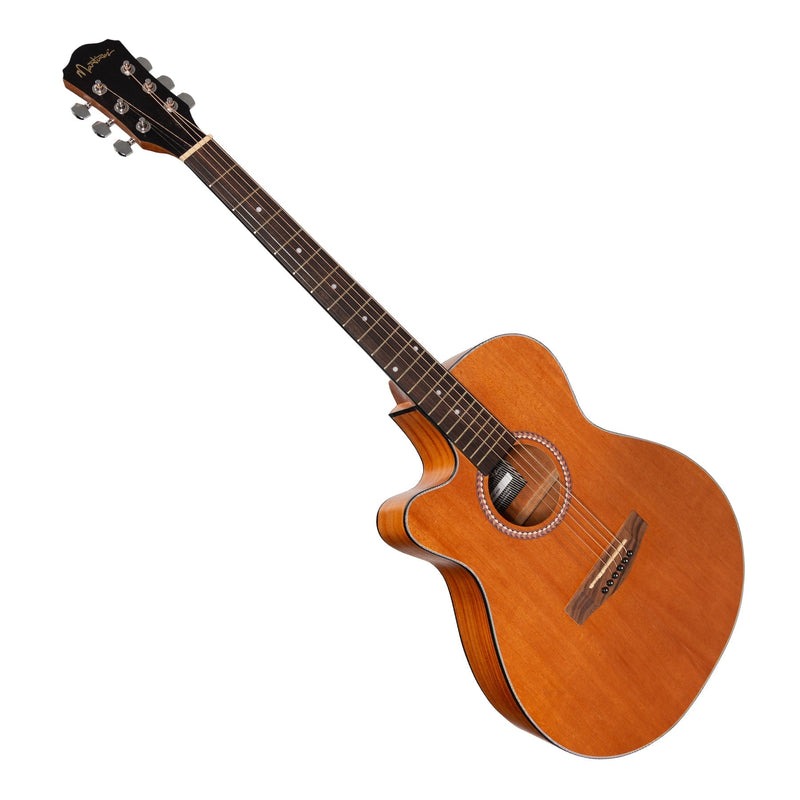 MP-F4L-MAH-Martinez Left-Handed '41 Series' Folk Size Cutaway Acoustic-Electric Guitar Pack (Mahogany)-Living Music