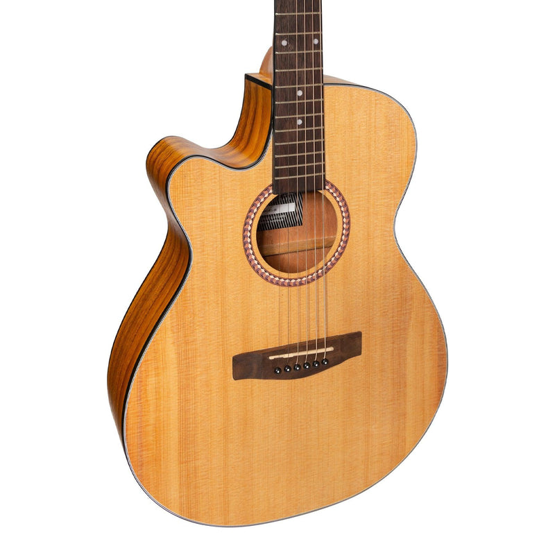 MP-F4L-SK-Martinez Left-Handed '41 Series' Folk Size Cutaway Acoustic-Electric Guitar Pack (Spruce/Koa)-Living Music