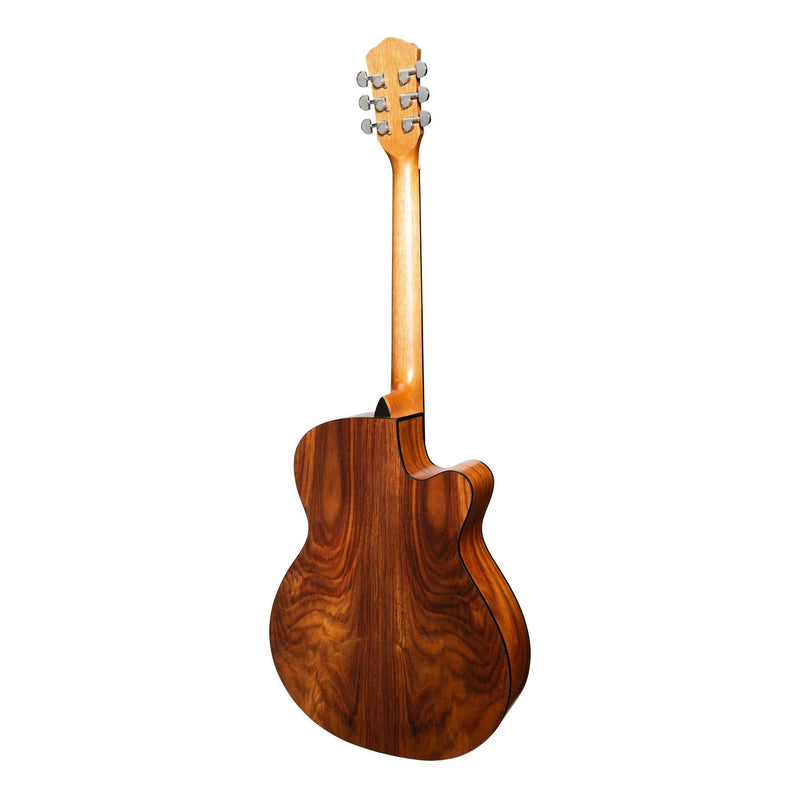 MJH-3CPL-RWD-Martinez Left Handed Jazz Hybrid Acoustic-Electric Small Body Cutaway Guitar (Rosewood)-Living Music