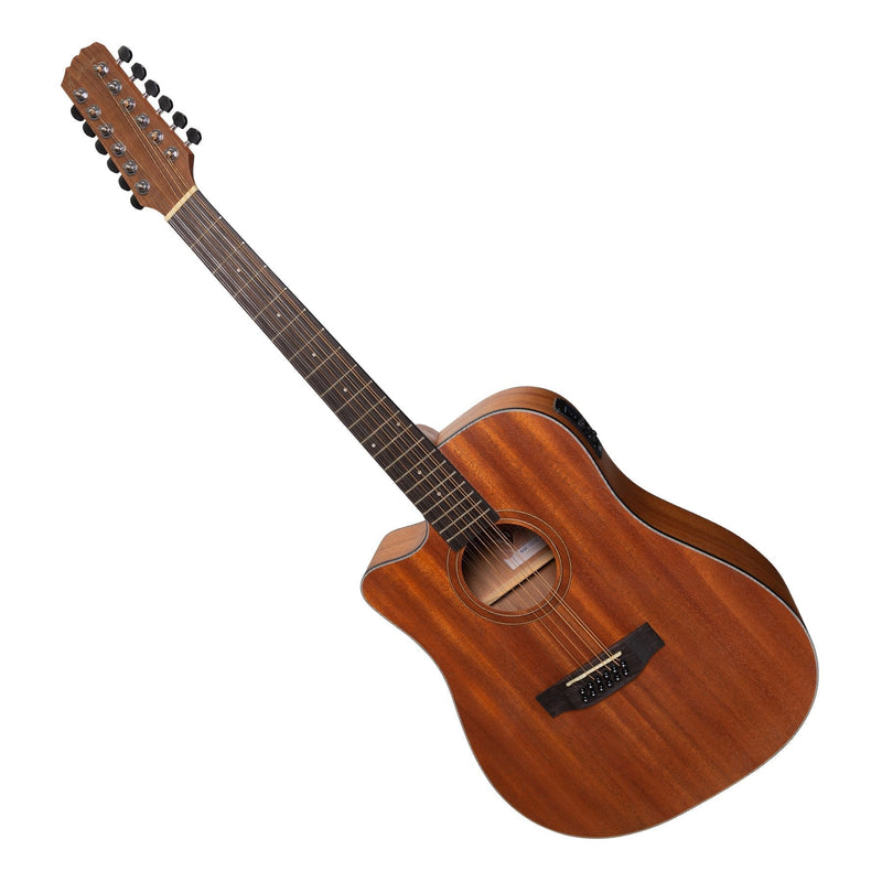 MNDC-1512L-MOP-Martinez 'Natural Series' Left Handed Mahogany Top 12-String Acoustic-Electric Dreadnought Cutaway Guitar (Open Pore)-Living Music