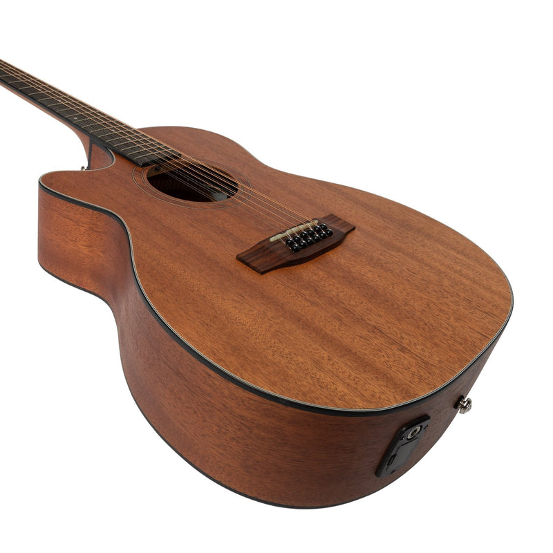 MNFC-1512L-MOP-Martinez 'Natural Series' Left Handed Mahogany Top 12-String Acoustic-Electric Small Body Cutaway Guitar (Open Pore)-Living Music