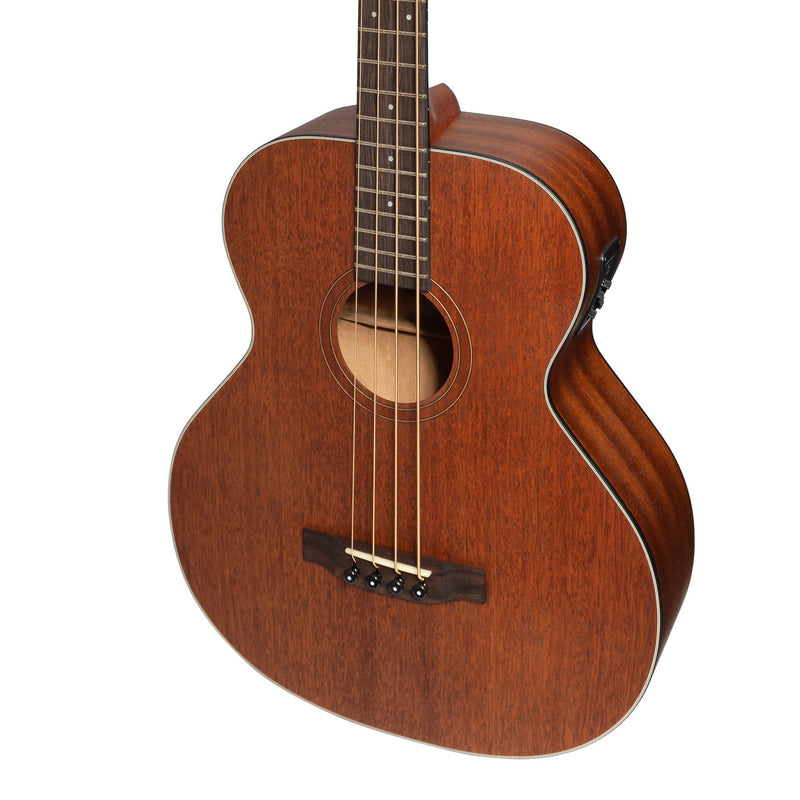 MNB-15SL-MOP-Martinez 'Natural Series' Left Handed Solid Mahogany Top Acoustic-Electric Bass Guitar (Open Pore)-Living Music