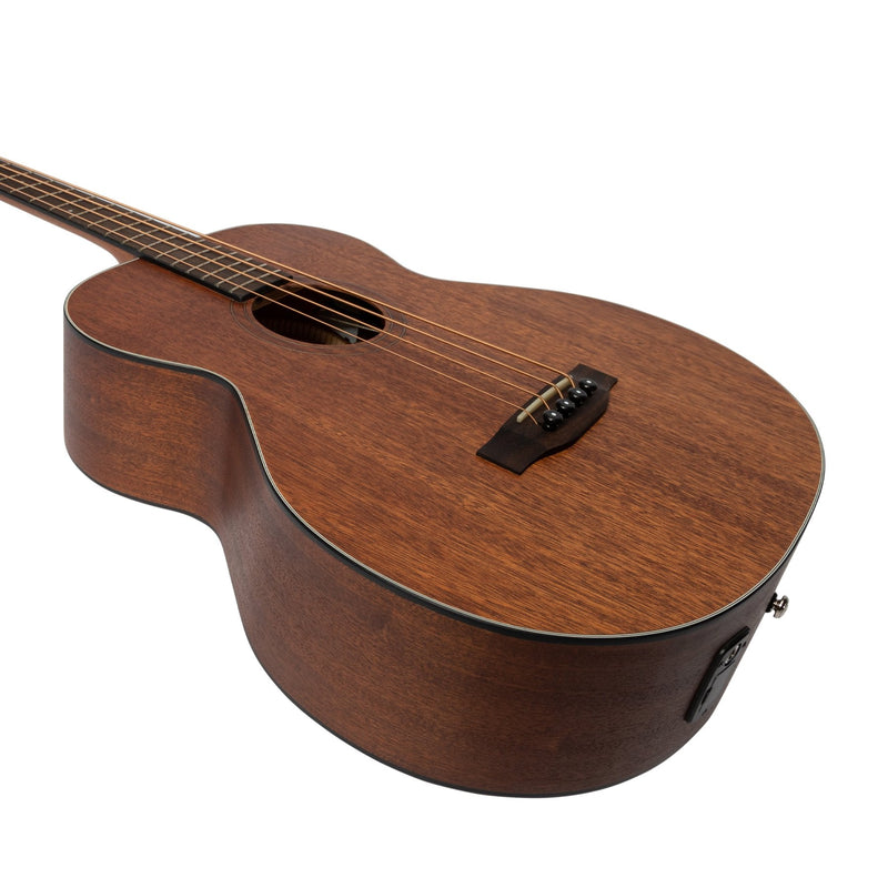 -Martinez 'Natural Series' Left Handed Solid Mahogany Top Acoustic-Electric Bass Guitar (Open Pore)-Living Music