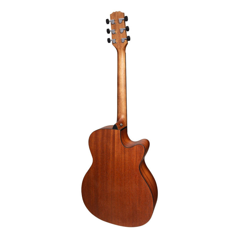 -Martinez 'Natural Series' Left Handed Solid Mahogany Top Acoustic-Electric Small Body Cutaway Guitar (Open Pore)-Living Music