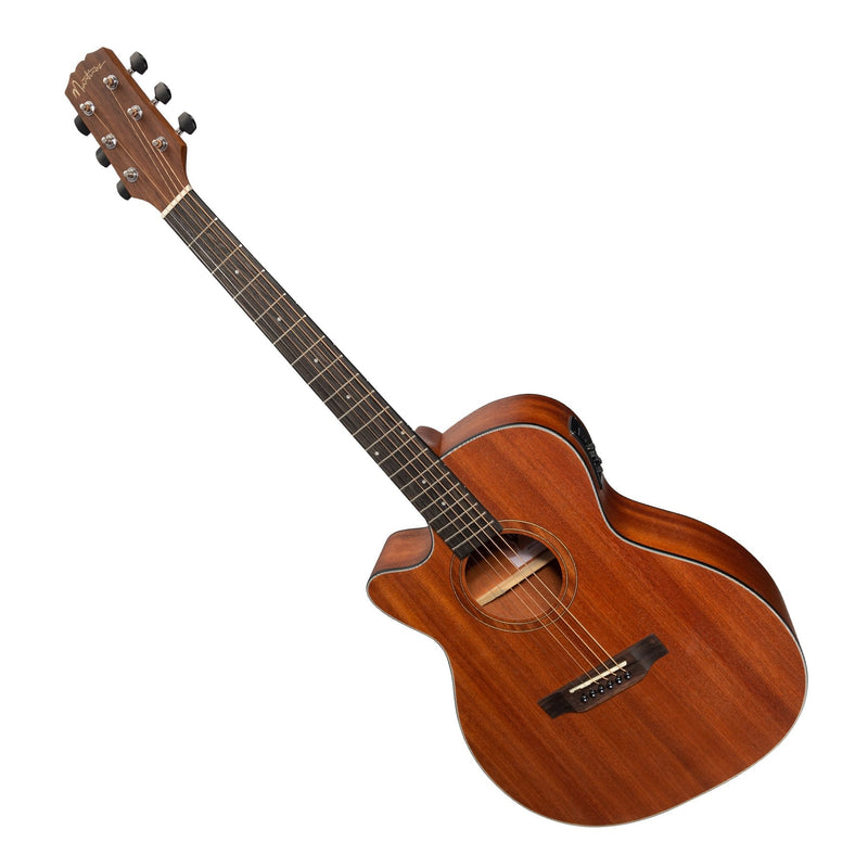 -Martinez 'Natural Series' Left Handed Solid Mahogany Top Acoustic-Electric Small Body Cutaway Guitar (Open Pore)-Living Music