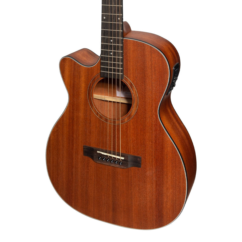 -Martinez 'Natural Series' Left Handed Solid Mahogany Top Acoustic-Electric Small Body Cutaway Guitar (Open Pore)-Living Music
