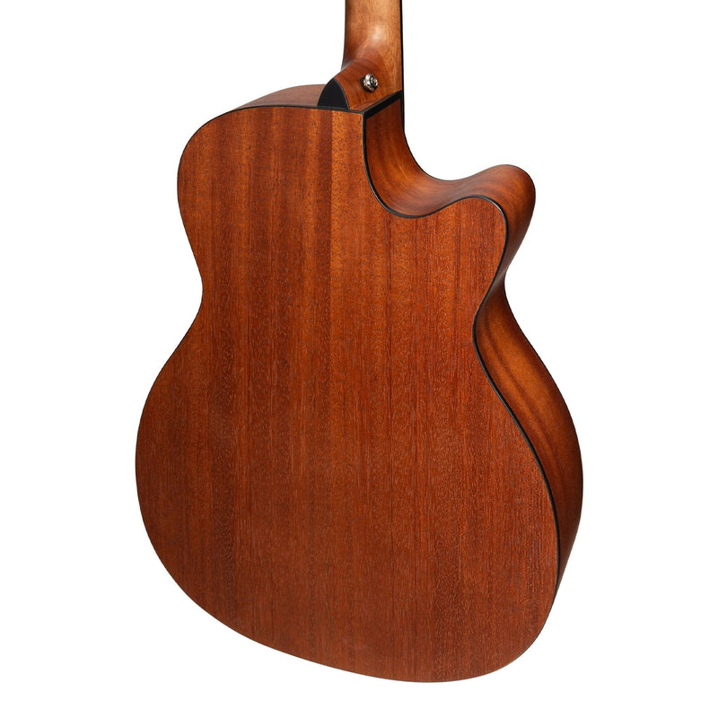 -Martinez 'Natural Series' Left Handed Solid Mahogany Top Acoustic-Electric Small Body Cutaway Guitar (Open Pore)-Living Music
