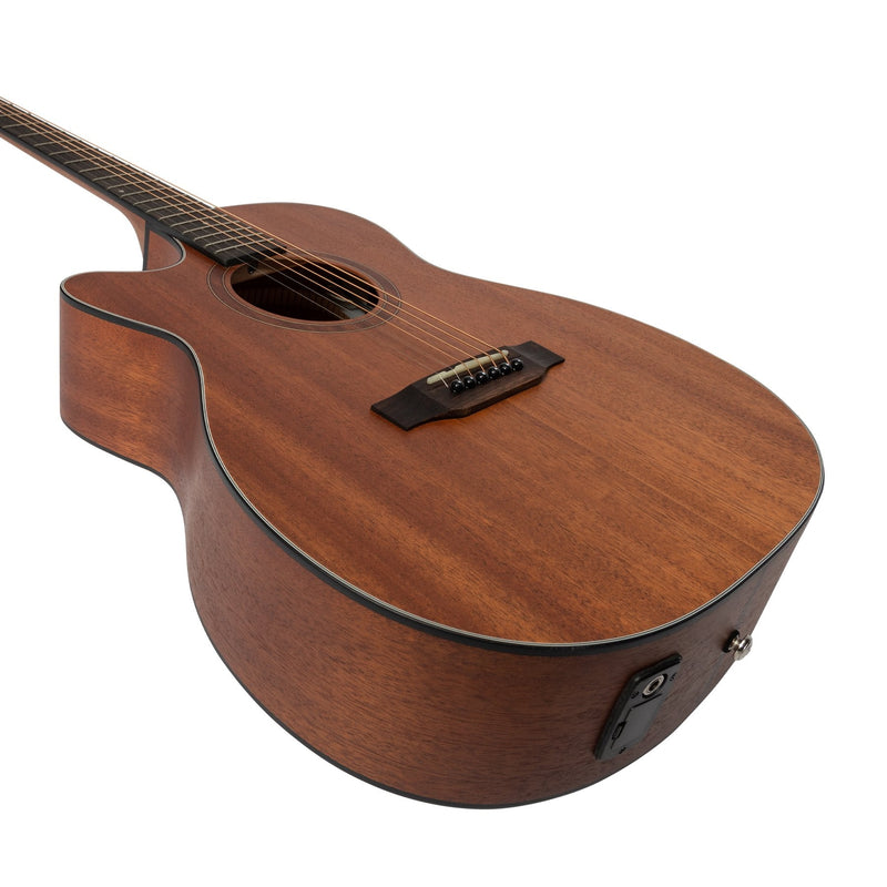 -Martinez 'Natural Series' Left Handed Solid Mahogany Top Acoustic-Electric Small Body Cutaway Guitar (Open Pore)-Living Music