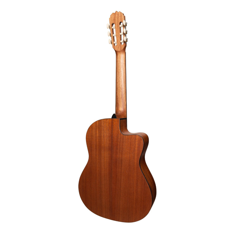 -Martinez 'Natural Series' Left Handed Solid Spruce Top Acoustic-Electric Classical Cutaway Guitar (Open Pore)-Living Music