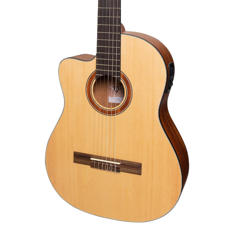 -Martinez 'Natural Series' Left Handed Solid Spruce Top Acoustic-Electric Classical Cutaway Guitar (Open Pore)-Living Music