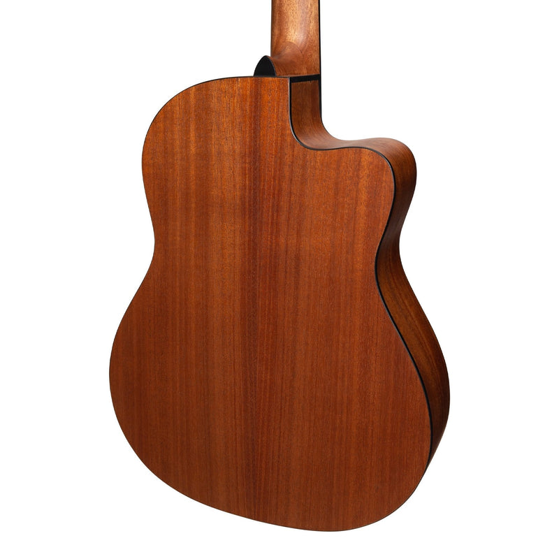-Martinez 'Natural Series' Left Handed Solid Spruce Top Acoustic-Electric Classical Cutaway Guitar (Open Pore)-Living Music