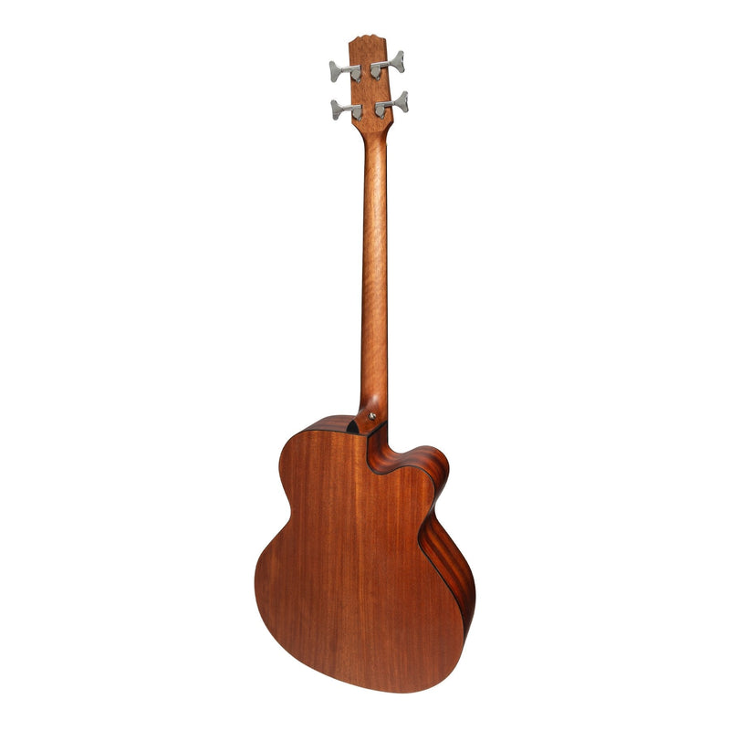 -Martinez 'Natural Series' Left Handed Solid Spruce Top Acoustic-Electric Cutaway Bass Guitar (Open Pore)-Living Music