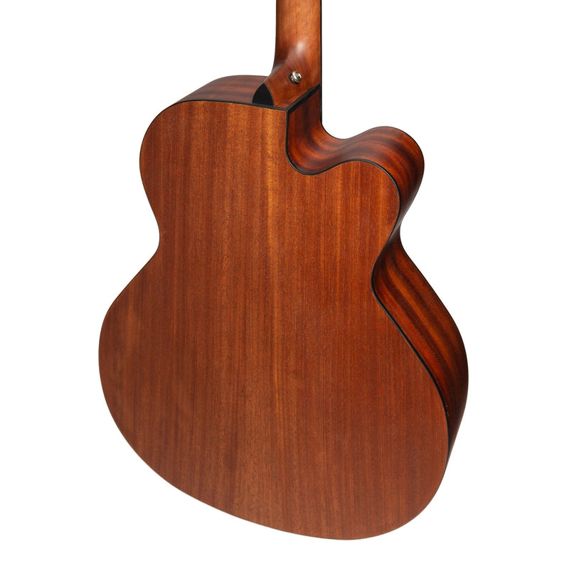 -Martinez 'Natural Series' Left Handed Solid Spruce Top Acoustic-Electric Cutaway Bass Guitar (Open Pore)-Living Music