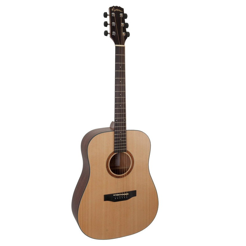 MND-15L-SOP-Martinez 'Natural Series' Left Handed Spruce Top Acoustic Dreadnought Guitar (Open Pore)-Living Music