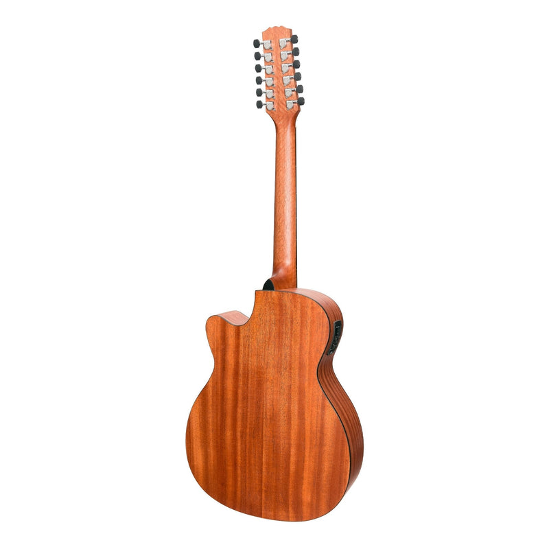 MNFC-1512-MOP-Martinez 'Natural Series' Mahogany Top 12-String Acoustic-Electric Small Body Cutaway Guitar (Open Pore)-Living Music