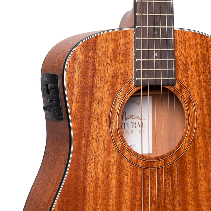 MNBT-15-MOP-Martinez 'Natural Series' Mahogany Top Acoustic-Electric Babe Traveller Guitar (Open Pore)-Living Music