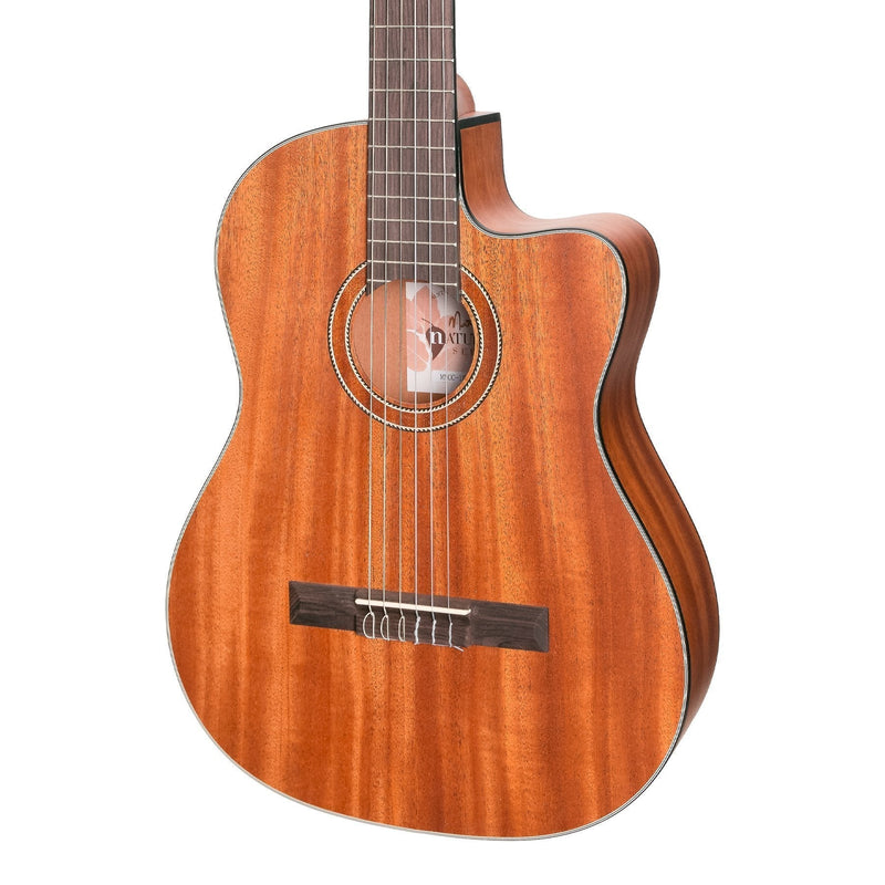 MNCC-15-MOP-Martinez 'Natural Series' Mahogany Top Acoustic-Electric Classical Cutaway Guitar (Open Pore)-Living Music