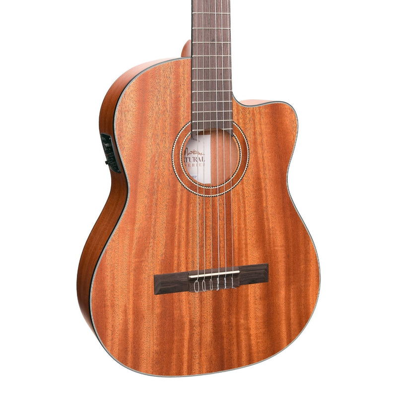 -Martinez 'Natural Series' Mahogany Top Acoustic-Electric Classical Cutaway Guitar (Open Pore)-Living Music