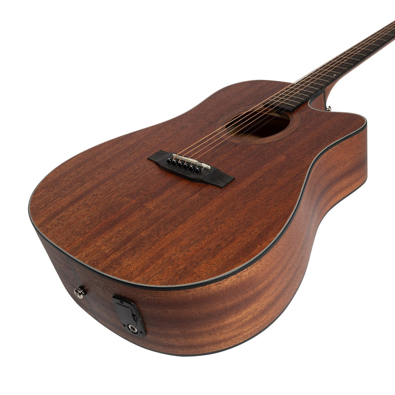 MNDC-15-MOP-Martinez 'Natural Series' Mahogany Top Acoustic-Electric Dreadnought Cutaway Guitar (Open Pore)-Living Music