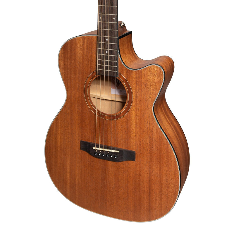MNFC-15-MOP-Martinez 'Natural Series' Mahogany Top Acoustic-Electric Small Body Cutaway Guitar (Open Pore)-Living Music