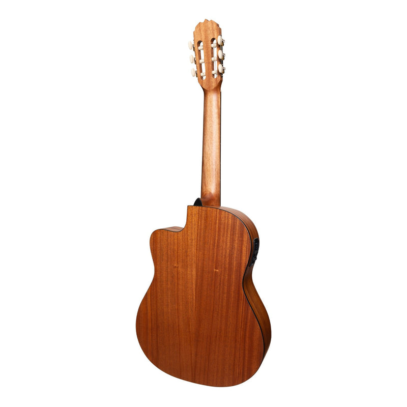 MNCC-15S-COP-Martinez 'Natural Series' Solid Cedar Top Acoustic-Electric Classical Cutaway Guitar (Open Pore)-Living Music