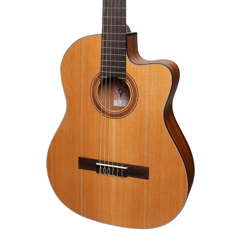 MNCC-15S-COP-Martinez 'Natural Series' Solid Cedar Top Acoustic-Electric Classical Cutaway Guitar (Open Pore)-Living Music