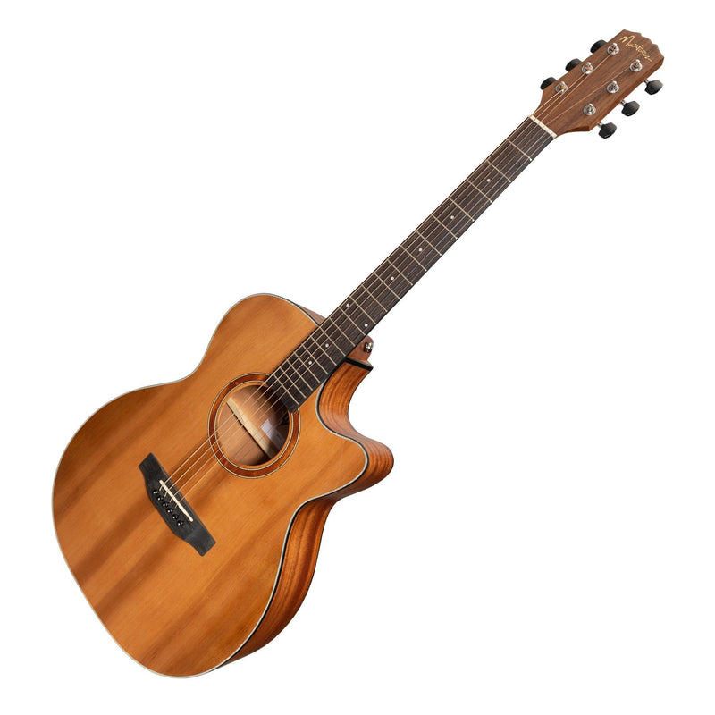 MNFC-15S-COP-Martinez 'Natural Series' Solid Cedar Top Acoustic-Electric Small Body Cutaway Guitar (Open Pore)-Living Music