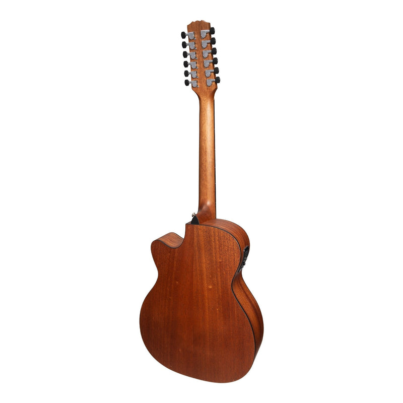 -Martinez 'Natural Series' Solid Mahogany Top 12-String Acoustic-Electric Small Body Cutaway Guitar (Open Pore) *Left-hand option Available-Living Music