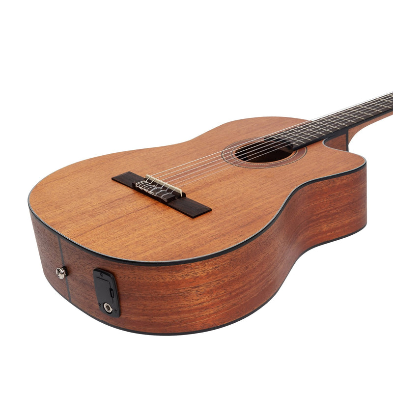 -Martinez 'Natural Series' Solid Mahogany Top Acoustic-Electric Classical Cutaway Guitar (Open Pore)-Living Music