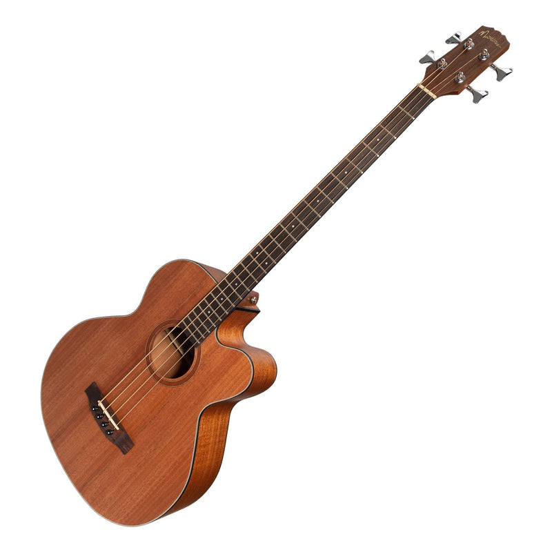 -Martinez 'Natural Series' Solid Mahogany Top Acoustic-Electric Cutaway Bass Guitar (Open Pore) *Available in Left-Hand-Living Music
