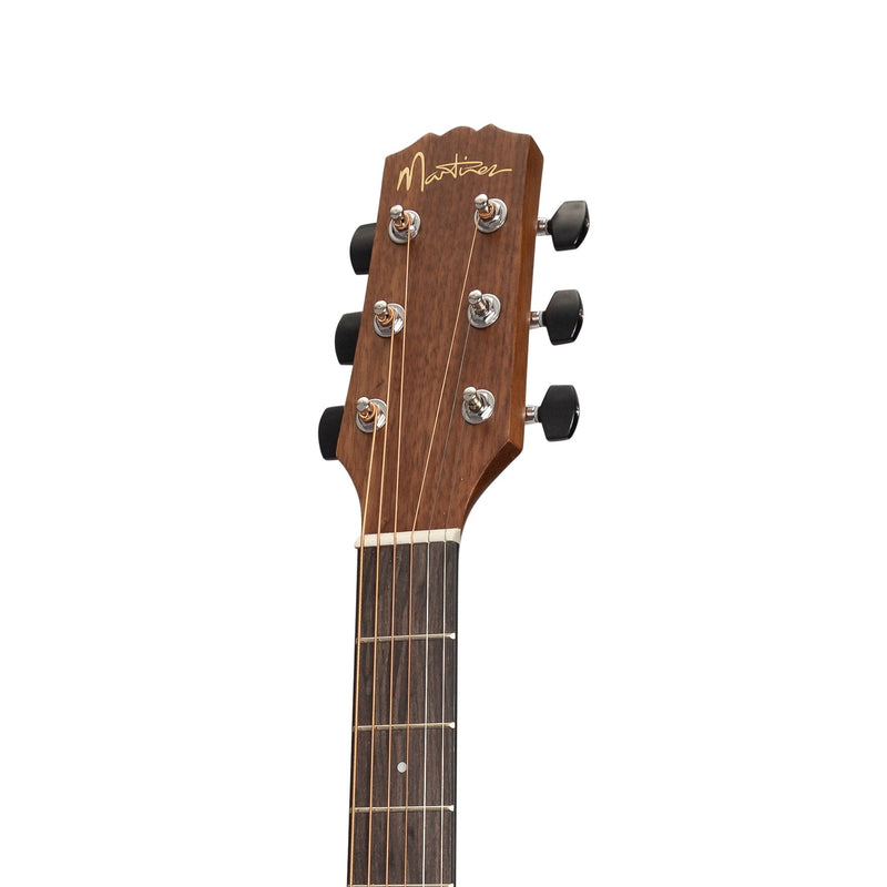 MNDC-15S-MOP-Martinez 'Natural Series' Solid Mahogany Top Acoustic-Electric Dreadnought Cutaway Guitar (Open Pore)-Living Music