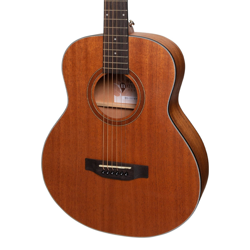 MNS-15S-MOP-Martinez 'Natural Series' Solid Mahogany Top Acoustic-Electric Mini Short Scale Guitar (Open Pore)-Living Music