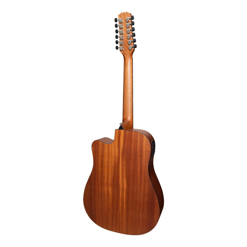 -Martinez 'Natural Series' Solid Spruce Top 12-String Acoustic-Electric Dreadnought Cutaway Guitar (Open Pore)-Living Music