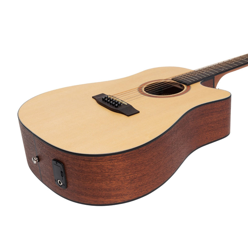 -Martinez 'Natural Series' Solid Spruce Top 12-String Acoustic-Electric Dreadnought Cutaway Guitar (Open Pore)-Living Music