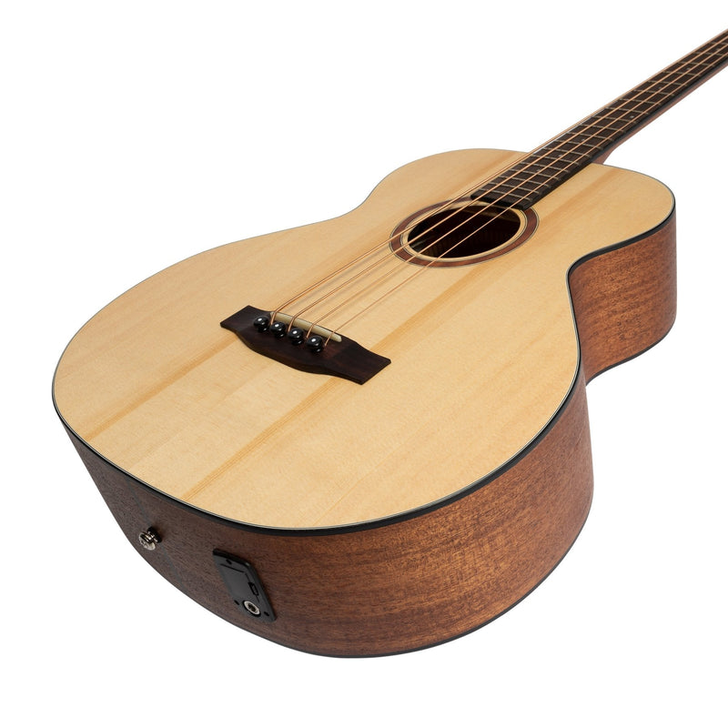 MNB-15S-SOP-Martinez 'Natural Series' Solid Spruce Top Acoustic-Electric Bass Guitar (Open Pore)-Living Music