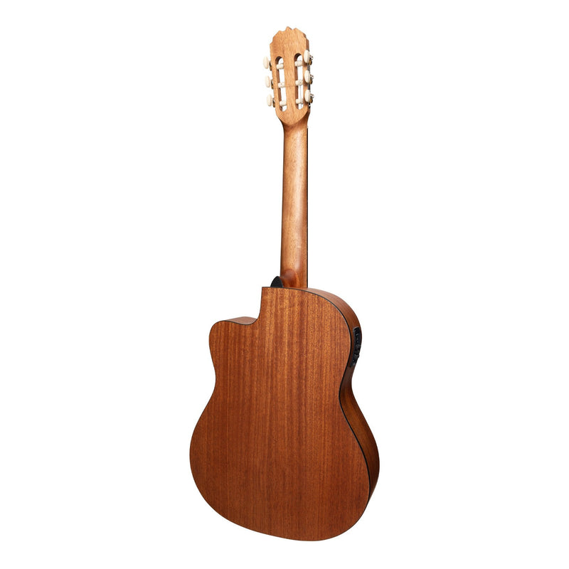 -Martinez 'Natural Series' Solid Spruce Top Acoustic-Electric Classical Cutaway Guitar (Open Pore)-Living Music