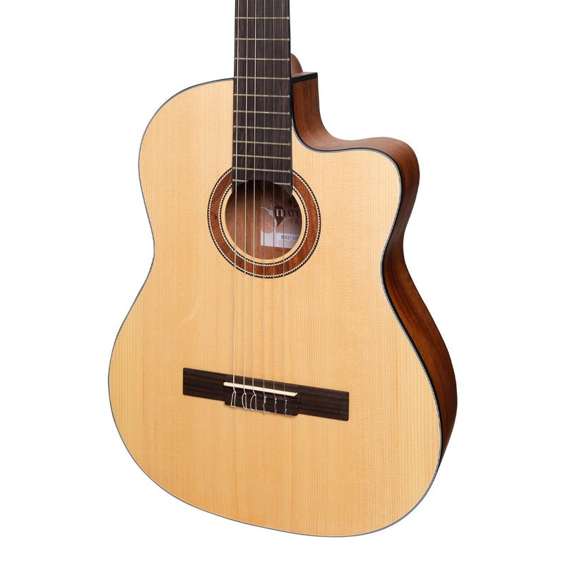 -Martinez 'Natural Series' Solid Spruce Top Acoustic-Electric Classical Cutaway Guitar (Open Pore)-Living Music