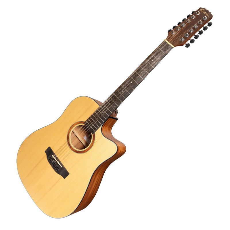 -Martinez 'Natural Series' Spruce Top 12-String Acoustic-Electric Dreadnought Cutaway Guitar (Open Pore)-Living Music