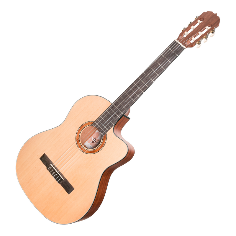 MNCC-15-SOP-Martinez 'Natural Series' Spruce Top Acoustic-Electric Classical Cutaway Guitar (Open Pore)-Living Music