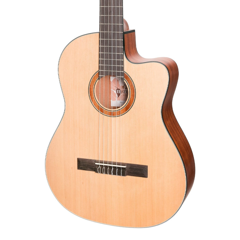MNCC-15-SOP-Martinez 'Natural Series' Spruce Top Acoustic-Electric Classical Cutaway Guitar (Open Pore)-Living Music