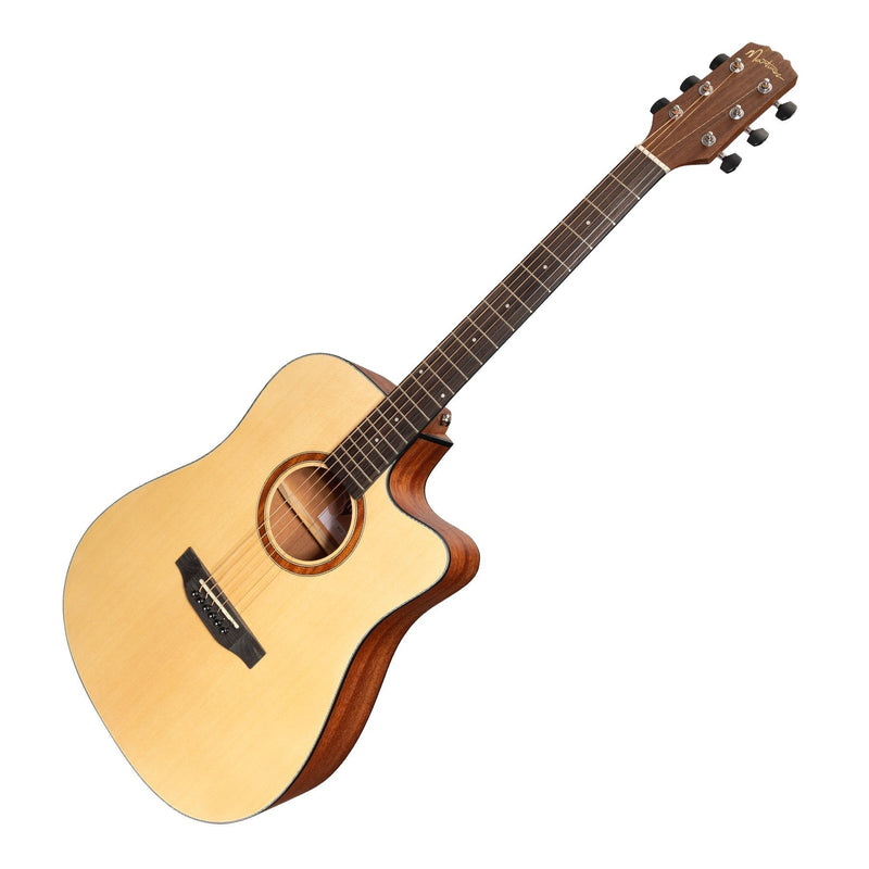 MNDC-15-SOP-Martinez 'Natural Series' Spruce Top Acoustic-Electric Dreadnought Cutaway Guitar (Open Pore)-Living Music